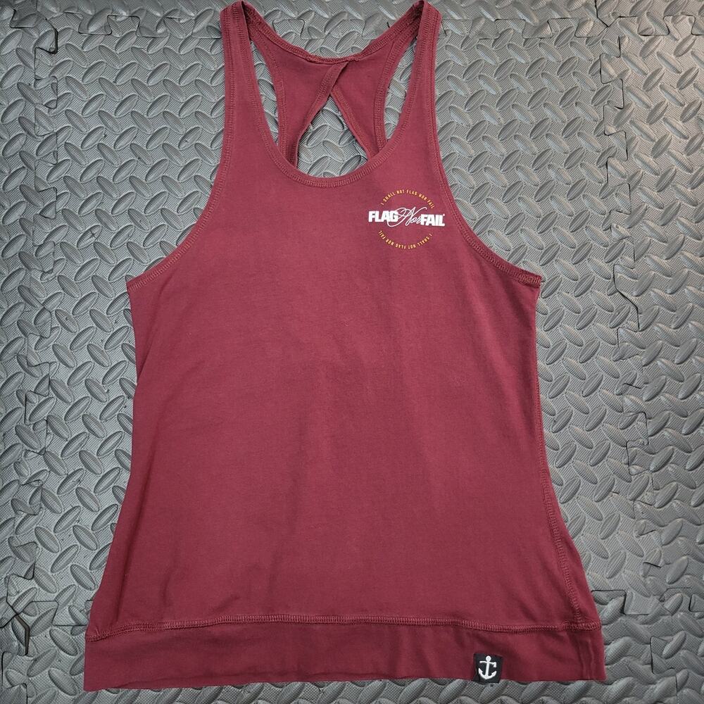 Flag Nor Fail Racerback Tank Top Burgundy Athletic Gym Top Womens Small